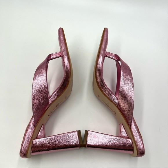 Jessica Simpson Size‎ 7 Zayde Metallic Barbie Pink Slip On Sandals Heels Shoes - Picture 9 of 16